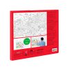 Coloring poster of London's skyline on red packaging, perfect for kids, featuring iconic landmarks, easy framing, eco-friendly, recyclable, ages 3 to 99, imaginative art for creative fun.
