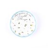 Colorful round sticker with bee illustrations and the quote "Find beauty in the small things" for inspirational decor.