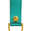 Turquoise leather keychain with gold leaf charm and clasp, stylish accessories from The Wraperie.
