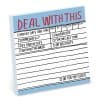 Reminder notepad for scheduling and deadlines, featuring humorous design for work productivity.