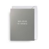 Believe in magic inspirational greeting card with white envelope, minimalist design, motivational quote, perfect for special occasions and encouraging messages, The Wraperie.