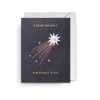 Shine Bright Birthday Star greeting card with zodiac-themed design, elegant gold foil text, and star illustration, perfect for celebrating birthdays and special occasions.