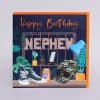 Colorful birthday greeting card for a nephew featuring sneakers, sunglasses, a hat, and tropical-themed decorations, perfect for celebrating special occasions.