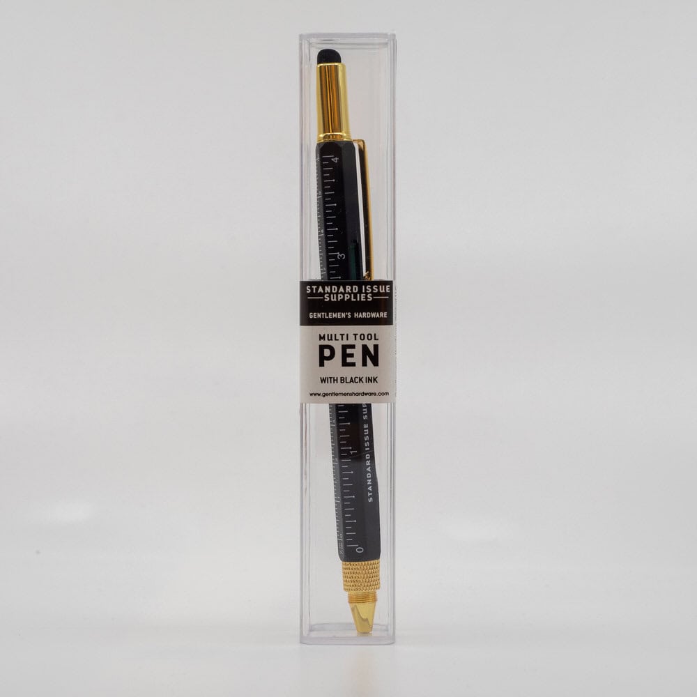 Multi-tool pen with black ink in clear plastic packaging, ideal for stationery and office supplies.