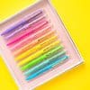 Bright colorful motivational pens with gold accents in a gift box, perfect for organization, school, or office decor, featuring inspiring messages and vibrant designs.