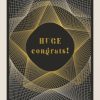Vivid gold geometric design with "HUGE congrats!" message, perfect for celebration cards or congratulatory greetings.