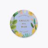 Vibrant floral soy candle label featuring 