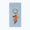 Colorful super mom enamel keychain featuring a female superhero design with a cape and 