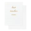 Beautiful handwritten note on patent paper that reads "best teacher ever," perfect for teacher appreciation cards or gifts. Elegant cursive font with pastel dotted lines, ideal for expressing gratitude to educators.