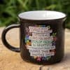 Enjoyable coffee mug featuring a colorful, motivational quote with floral accents, perfect for inspiring positivity and happiness. Ideal for coffee lovers and those seeking daily encouragement.