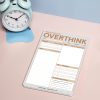Overthinking reminder journal with prioritization and task sections, pastel colors, minimalistic design, inspiring quote.