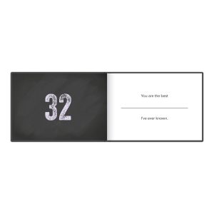 Numbered chalkboard with the number 32 on the left and an inspiring message on the right about being the best.
