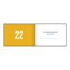 Golden yellow background with white number 22 on the left page; stylish and modern design.