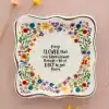 Colorful floral border decorative plate with inspirational quote about flowers and dirt. Perfect for home decor, flower lovers, and motivational decor.