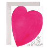 Pink heart love card with playful handwritten message for Valentine's Day or romantic occasions.