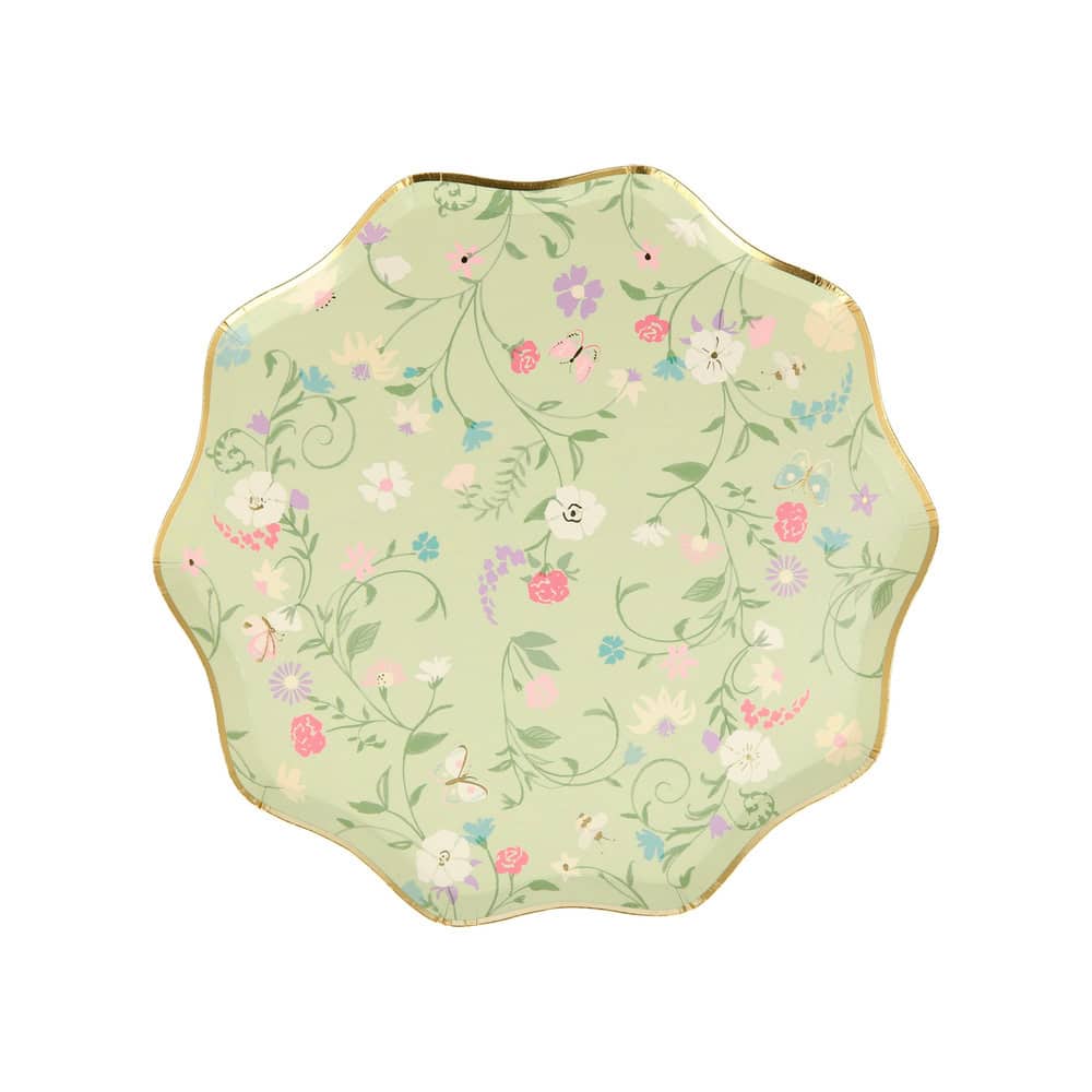 Colorful floral umbrella with a scalloped edge, perfect for spring and summer outdoor events.