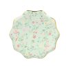 Elegant floral patterned plate with gold trim, perfect for tea parties and special occasions at The Wraperie.
