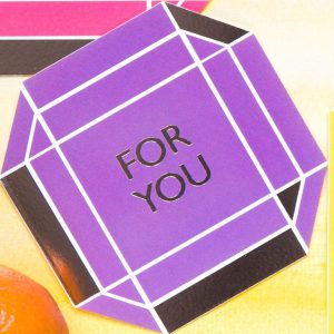 For you gift box with geometric purple design and black accents, ideal for personalized gifts, party favors, or special occasions, great for custom wrapping and gift presentation.