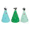 Brightly colored Christmas party hats with star decorations and spiral details, perfect for festive celebrations and holiday gatherings.