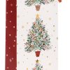 Festive Christmas gift bag with decorated holiday trees and red ribbon accents, perfect for seasonal gift-giving and holiday celebrations.