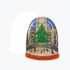 Festive holiday-themed eco-friendly food wrap featuring a colorful winter scene with a Christmas tree, skaters, cityscape, and a cheerful 