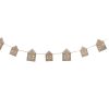 Miniature wooden house string lights decoration for cozy holiday or home decor, featuring warm LED lights and rustic design.