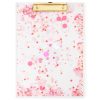 Pink and white confetti acrylic clipboard perfect for party planning, celebrations, and organizational use at The Wraperie.