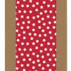 Red tissue paper with white star pattern, perfect for gift wrapping or decorating, available in large sheets for versatile use.