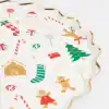 Colorful Christmas-themed edible wafer paper with festive icons including Santa, reindeer, gingerbread men, candy canes, Christmas trees, and presents, ideal for holiday baking and decorating.