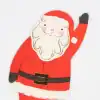 Festive Santa Claus character with a cheerful face, red outfit, and waving hand, used as holiday decor or promotional material for The Wraperie.