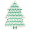 Colorful Christmas tree-shaped plate with a zigzag teal and white pattern, perfect for holiday parties and festive celebrations.