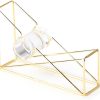 Empty clear plastic wrap dispenser with gold accents, perfect for kitchen organization and food wrapping needs. Stylish and functional for home or professional kitchens.