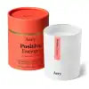 Aery positive energy soy candle in coral pink packaging with motivational quote and essential oil scent, perfect for mind, body, and soul relaxation at The Wraperie.