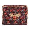 Vibrant embroidered floral and bee design on a textile clutch bag, perfect for stylish accessories and eco-friendly fashion.
