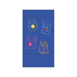 Neon outline tote bags with Arabic phrases and symbols on a dark blue background, popular for personalized, stylish accessories from The Wraperie.