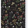Raspberry and daisy birthday greeting card with black background and gold lettering, floral pattern for celebration.