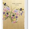 Delightful birthday greeting card featuring a colorful floral butterfly design with "happy birthday lovely" message, perfect for special occasions.