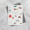 Vibrant birthday card featuring book-themed illustrations like books, reading glasses, and cozy furniture, perfect for book lovers and literary enthusiasts celebrating their special day.
