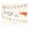 Colorful childhood airplane and bunting decorations, perfect for party decor and celebration atmospheres.