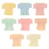 Bright pastel-colored cups with bow designs, ideal for party favors or gifts, featuring soft shades of pink, blue, yellow, and green, perfect for celebrations and special occasions.