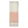 Pink birthday candles with gold glitter accents, ideal for decorating birthday cakes and celebrations. Perfect for creating a festive and elegant birthday party atmosphere.