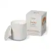 Aery Nordic Cedar scented soy candle with minimalist white container and lid, featuring natural cedarwood fragrance, perfect for calming ambiance and home decor.