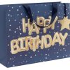 Happy birthday balloon gift bag with gold letter balloons and star embellishment, perfect for birthday celebrations and party favors.