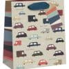 Mini car-themed gift bag featuring colorful vehicles and playful "beep beep!" accents, perfect for birthdays and celebrations. Made by The Wraperie for stylish, fun gifting.