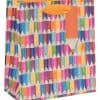 Colorful Pencil Pattern Gift Bag with Orange Ribbon Handle, Perfect for Classroom or Art Supplies, Bright and Artistic Design for Creative Gifts and Celebrations.