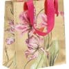 Elegant floral gift bag with pink tulip design, perfect for special occasions, weddings, or customers seeking stylish packaging solutions for gifts.