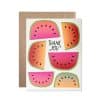 Vibrant watermelon-themed thank you card with colorful slices and modern design, perfect for expressing gratitude with a fresh, fun look.