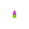 Mini rocket-shaped eraser in purple and green, featuring the brand name Ooly, perfect for kids’ school supplies or playful desk accessories.