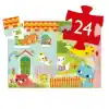 Colorful cat-themed 24-piece jigsaw puzzle featuring adorable illustrated cats in a cozy house setting, perfect for children and puzzle enthusiasts.