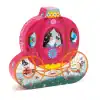 Vibrant pink princess-themed toy carriage with butterfly windows, colorful floral details, and interactive puzzle features, perfect for children's imaginative play and outdoor adventures.